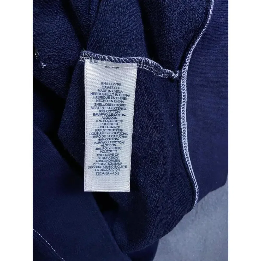 True Religion USA Blue Navy Full Zip Big Buddha Logo Hoodie Large Streetwear EUC